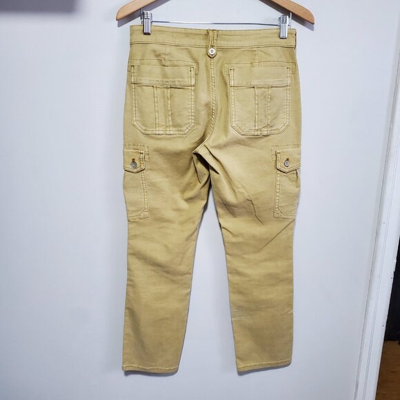 PILCRO Anthropologie Mid-Rise Slim Cargo Pants Utility Tan Yellow Women 27 x 28" - Picture 6 of 15